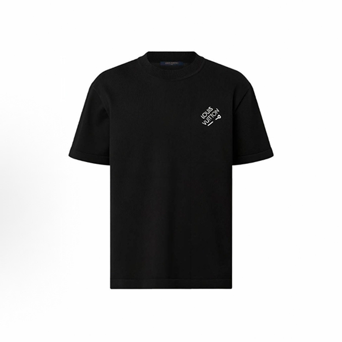 lv louis vuitton pin embroidery knit short sleeve t-shirt